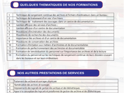 Nos Prestations de service d'archivage, et de gestion documentaire